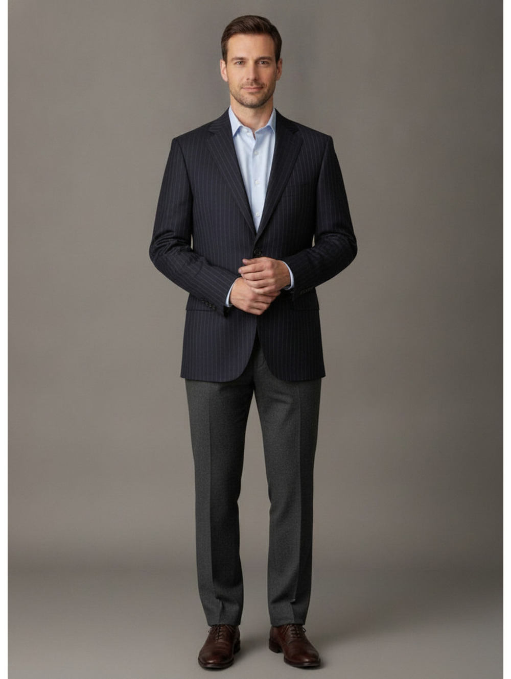 Jos A Banks Pronto Uomo Couture Jacket Blazer Sports Coat 42 Short Pinstripe